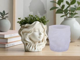 Molde silicona maceta cabeza mujer nueva